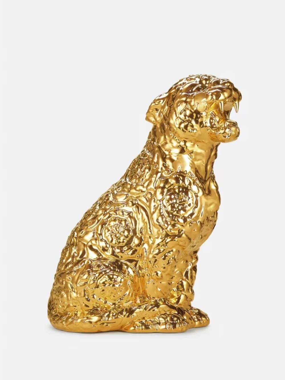 Versace Home Large Rokko Cheetah Gold Porcelain Sculpture Barocco